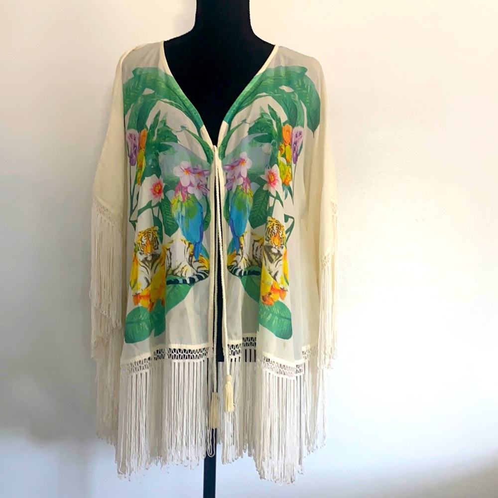 Nice chiffon bathing suit cover with Fringe